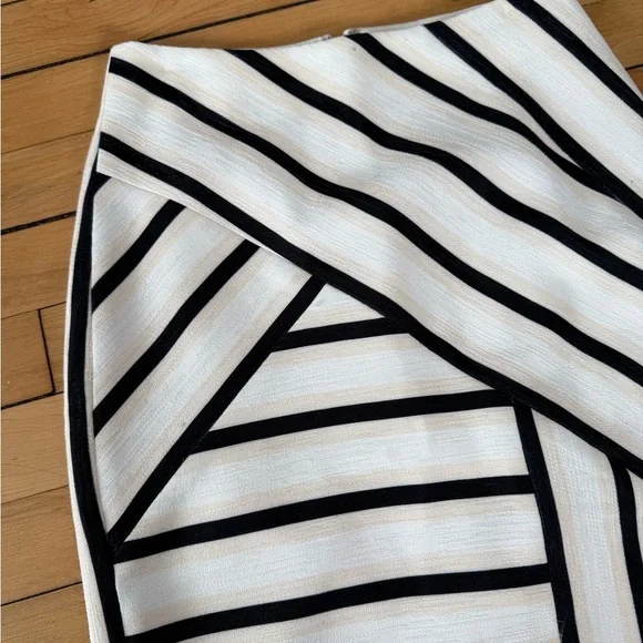 O'2nd asymmetrical black and white striped pencil skirt office attire work wear - Picture 5 of 7